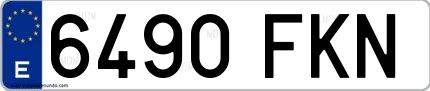 Ejemplo de matrícula española 6490 FKN