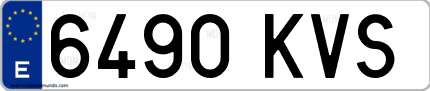 Ejemplo de matrícula de coche ordinaria 6490 KVS