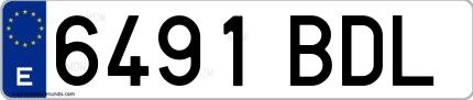 Ejemplo de matrícula española 6491 BDL