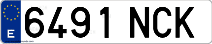 Ejemplo de matrícula de coche ordinaria 6491 NCK