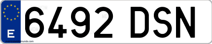 Ejemplo de matrícula de coche ordinaria 6492 DSN
