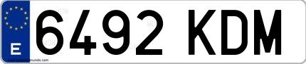 Ejemplo de matrícula española 6492 KDM