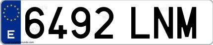 Ejemplo de matrícula española 6492 LNM