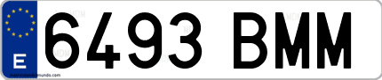 Ejemplo de matrícula de coche ordinaria 6493 BMM