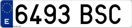 Ejemplo de matrícula española 6493 BSC