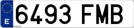 Ejemplo de matrícula de coche ordinaria 6493 FMB