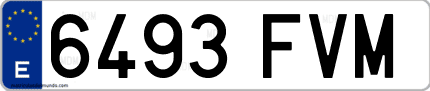 Ejemplo de matrícula de coche ordinaria 6493 FVM