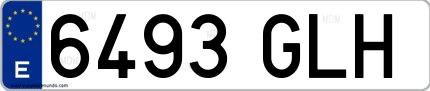 Ejemplo de matrícula española 6493 GLH