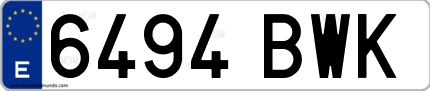 Ejemplo de matrícula de coche ordinaria 6494 BWK