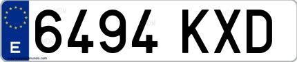 Ejemplo de matrícula española 6494 KXD