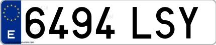 Ejemplo de matrícula española 6494 LSY
