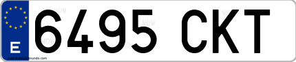 Ejemplo de matrícula de coche ordinaria 6495 CKT