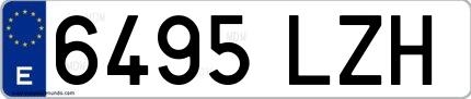 Ejemplo de matrícula española 6495 LZH