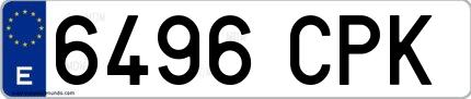 Ejemplo de matrícula española 6496 CPK