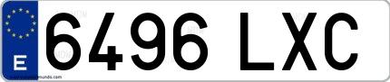 Ejemplo de matrícula española 6496 LXC