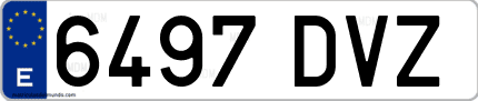 Ejemplo de matrícula de coche ordinaria 6497 DVZ