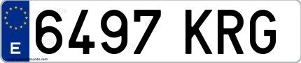 Ejemplo de matrícula española 6497 KRG