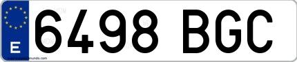 Ejemplo de matrícula española 6498 BGC