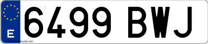 Ejemplo de matrícula de coche ordinaria 6499 BWJ
