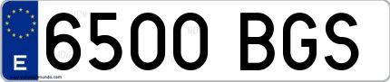 Ejemplo de matrícula española 6500 BGS
