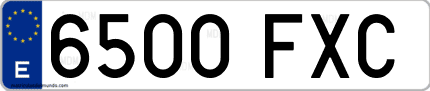 Ejemplo de matrícula de coche ordinaria 6500 FXC