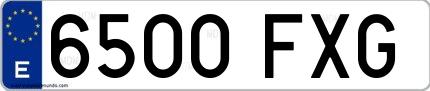 Ejemplo de matrícula española 6500 FXG