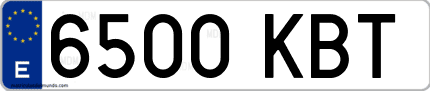 Ejemplo de matrícula de coche ordinaria 6500 KBT