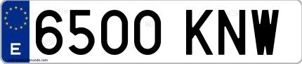 Ejemplo de matrícula española 6500 KNW