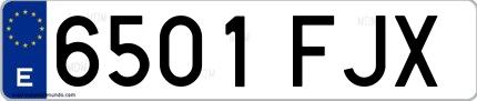 Ejemplo de matrícula española 6501 FJX