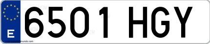Ejemplo de matrícula española 6501 HGY