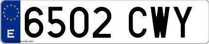 Ejemplo de matrícula española 6502 CWY