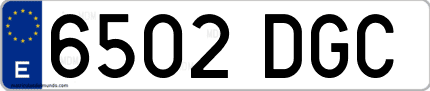 Ejemplo de matrícula de coche ordinaria 6502 DGC