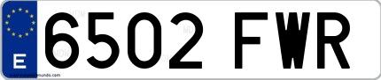 Ejemplo de matrícula española 6502 FWR