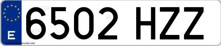 Ejemplo de matrícula española 6502 HZZ