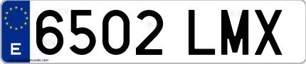 Ejemplo de matrícula española 6502 LMX