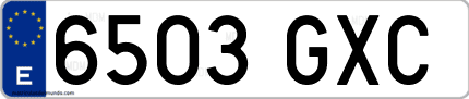 Ejemplo de matrícula de coche ordinaria 6503 GXC