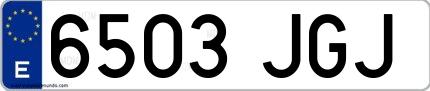 Ejemplo de matrícula española 6503 JGJ