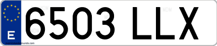Ejemplo de matrícula de coche ordinaria 6503 LLX