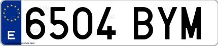 Ejemplo de matrícula española 6504 BYM