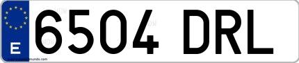 Ejemplo de matrícula española 6504 DRL