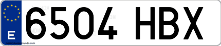 Ejemplo de matrícula de coche ordinaria 6504 HBX