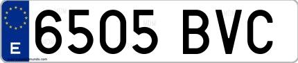 Ejemplo de matrícula española 6505 BVC