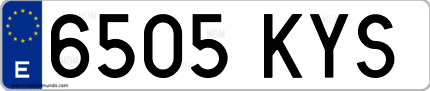 Ejemplo de matrícula de coche ordinaria 6505 KYS