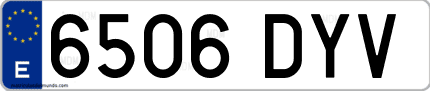 Ejemplo de matrícula de coche ordinaria 6506 DYV