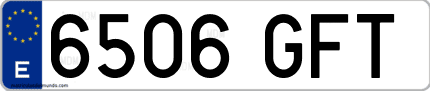 Ejemplo de matrícula de coche ordinaria 6506 GFT