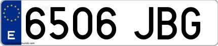 Ejemplo de matrícula española 6506 JBG
