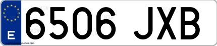 Ejemplo de matrícula española 6506 JXB