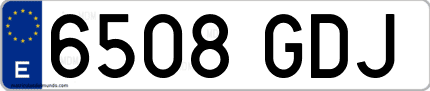 Ejemplo de matrícula de coche ordinaria 6508 GDJ