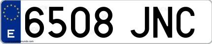 Ejemplo de matrícula española 6508 JNC