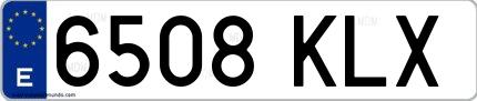 Ejemplo de matrícula española 6508 KLX